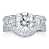 White Sapphire Three Stone Bridal Set in Sterling Silver - Perfect for Women
