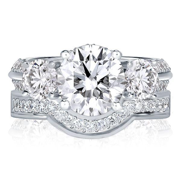 White Sapphire Three Stone Bridal Set in Sterling Silver - Perfect for Women