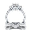 White Sapphire Three Stone Bridal Set in Sterling Silver - Perfect for Women