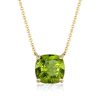 Cushion Cut Peridot Solitaire Pendant Necklace - Sterling Silver (Various Lengths & Finishes)
