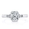 Three Stone White Sapphire Engagement Ring - Bezel Set Sterling Silver