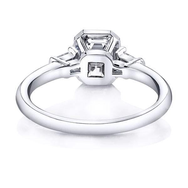 Three Stone White Sapphire Engagement Ring - Bezel Set Sterling Silver
