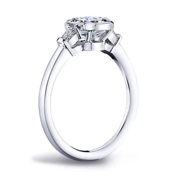 Three Stone White Sapphire Engagement Ring - Bezel Set Sterling Silver