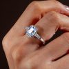 Three Stone White Sapphire Engagement Ring - Bezel Set Sterling Silver
