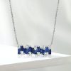 Baguette Blue Sapphire Bar Necklace in 925 Sterling Silver for Women