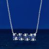 Baguette Blue Sapphire Bar Necklace in 925 Sterling Silver for Women
