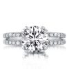 White Sapphire Engagement Ring - Sterling Silver Double Prong Split Shank