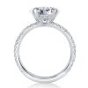 White Sapphire Engagement Ring - Sterling Silver Double Prong Split Shank