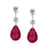 Sterling Silver Pear Cut Ruby Drop Earrings - Classic & Elegant