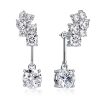 925 Sterling Silver Cluster White Sapphire Drop Earrings for Women