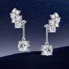 925 Sterling Silver Cluster White Sapphire Drop Earrings for Women