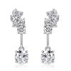 925 Sterling Silver Cluster White Sapphire Drop Earrings for Women
