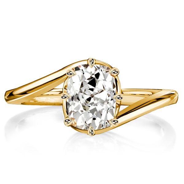 Bypass Cushion Cut Engagement Ring - 18K Gold Plated Sterling Silver