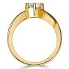 Bypass Cushion Cut Engagement Ring - 18K Gold Plated Sterling Silver