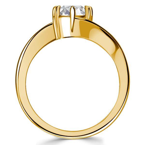 Bypass Cushion Cut Engagement Ring - 18K Gold Plated Sterling Silver