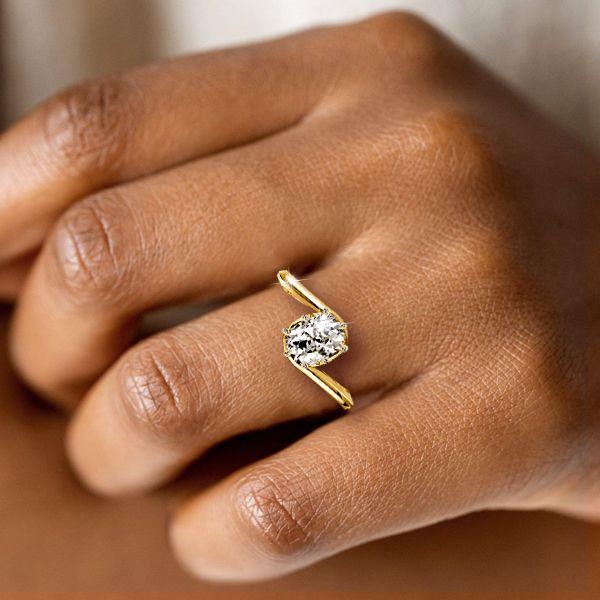 Bypass Cushion Cut Engagement Ring - 18K Gold Plated Sterling Silver