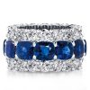Triple Row Eternity Wedding Band with Cushion Created Sapphire in 925 Sterling Silver