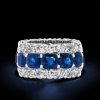 Triple Row Eternity Wedding Band with Cushion Created Sapphire in 925 Sterling Silver
