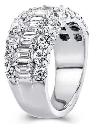 Triple Row Half Eternity Wedding Band in 925 Sterling Silver with Simulated Diamonds