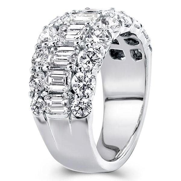 Triple Row Half Eternity Wedding Band in 925 Sterling Silver with Simulated Diamonds