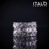 Triple Row Half Eternity Wedding Band in 925 Sterling Silver with Simulated Diamonds