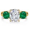 Emerald Cut Cushion Center Stone Engagement Ring in 18K Gold Plated Sterling Silver