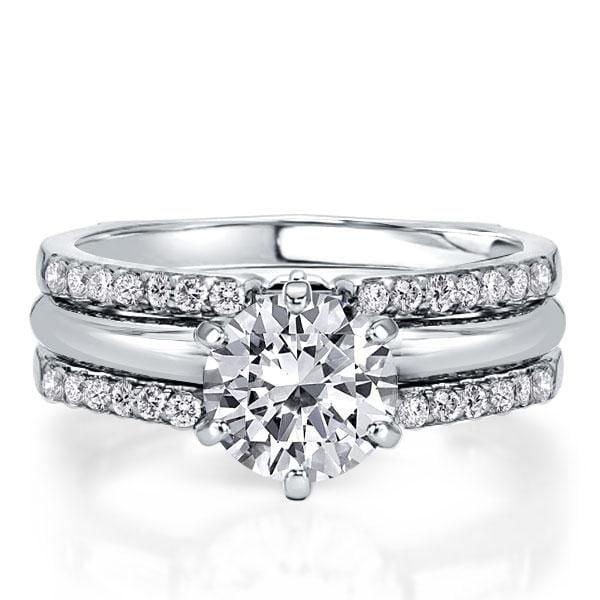 Classic 925 Sterling Silver Bridal Ring Set with 2.00 CT Center Stone