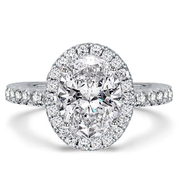 Oval Halo Created White Sapphire Engagement Ring - Sterling Silver