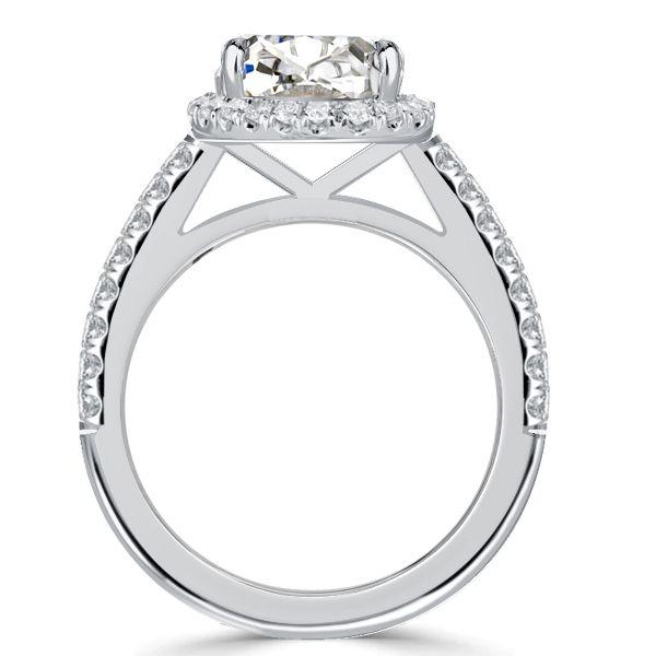 Oval Halo Created White Sapphire Engagement Ring - Sterling Silver
