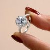 Oval Halo Created White Sapphire Engagement Ring - Sterling Silver