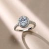 Oval Halo Created White Sapphire Engagement Ring - Sterling Silver