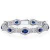 Art Deco Oval Blue Sapphire Bracelet Sterling Silver Wedding Jewelry