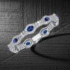 Art Deco Oval Blue Sapphire Bracelet Sterling Silver Wedding Jewelry