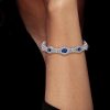 Art Deco Oval Blue Sapphire Bracelet Sterling Silver Wedding Jewelry