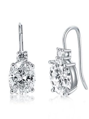 Oval & Round Drop Earrings - Sterling Silver, 5.16 CT. TW.