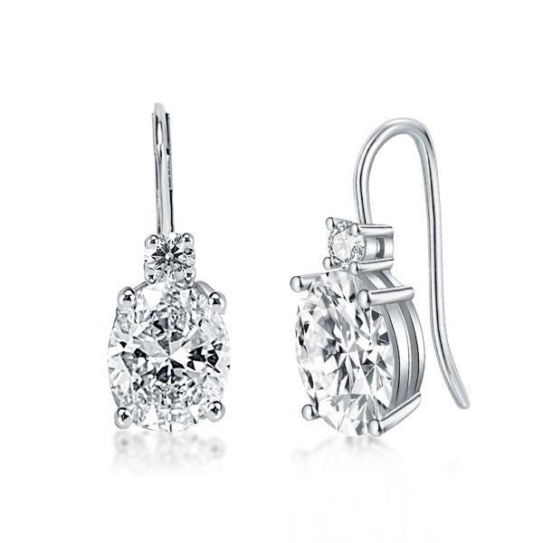 Oval & Round Drop Earrings - Sterling Silver, 5.16 CT. TW.