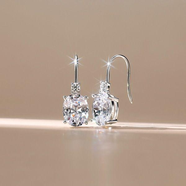 Oval & Round Drop Earrings - Sterling Silver, 5.16 CT. TW.