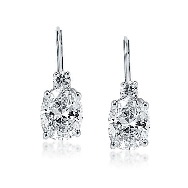 Oval & Round Drop Earrings - Sterling Silver, 5.16 CT. TW.