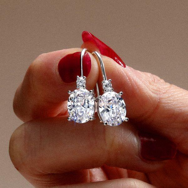 Oval & Round Drop Earrings - Sterling Silver, 5.16 CT. TW.