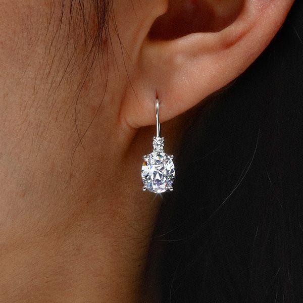 Oval & Round Drop Earrings - Sterling Silver, 5.16 CT. TW.