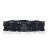 Black Cushion Cut Half Eternity Wedding Band - Sterling Silver, 3 CT TW