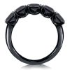 Black Cushion Cut Half Eternity Wedding Band - Sterling Silver, 3 CT TW