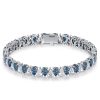 Pear Shaped Blue Topaz Tennis Bracelet in Sterling Silver with Rhodium Plating