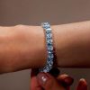 Pear Shaped Blue Topaz Tennis Bracelet in Sterling Silver with Rhodium Plating