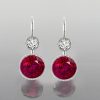 Ruby Drop Earrings in Sterling Silver with Milgrain Detail - 2.00 CT