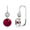 Ruby Drop Earrings in Sterling Silver with Milgrain Detail - 2.00 CT