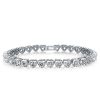 Silver Plated Tennis Bracelet with Sweetheart Design - 7 Inch
