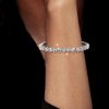 Silver Plated Tennis Bracelet with Sweetheart Design - 7 Inch
