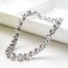 Silver Plated Tennis Bracelet with Sweetheart Design - 7 Inch