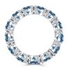 Oval Cut Blue Topaz Eternity Wedding Band in Rhodium Plated 925 Sterling Silver
